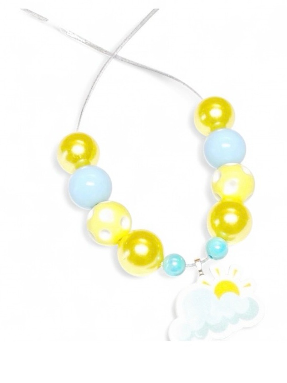 Handmade Sunshine Cloud Beaded Necklace Adjustable Kids Tween Jewelry